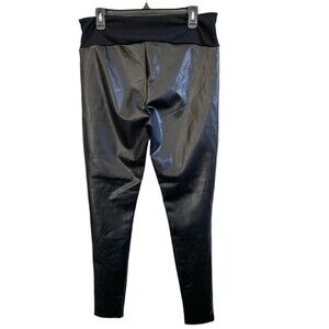 Spanx Assets All Over Faux Leather Leggings Black High Rise Pants Size 1X